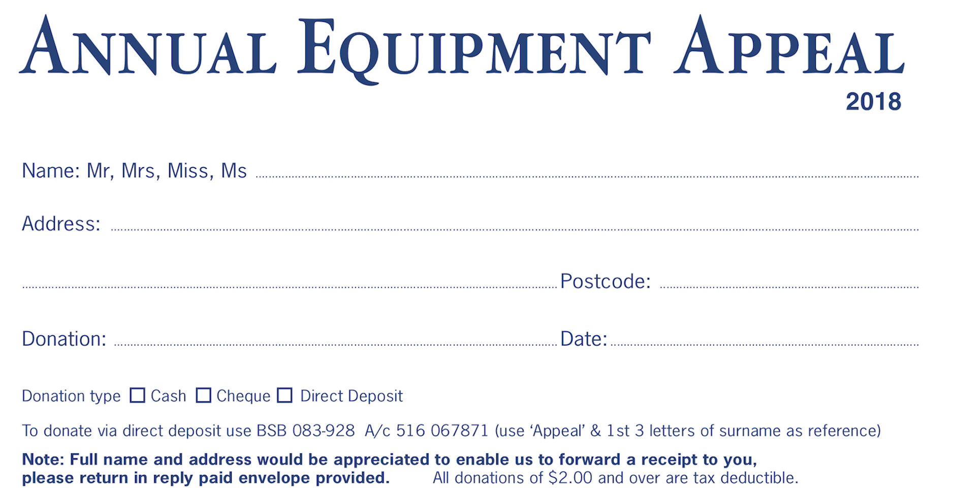 TDHS Annual Equipment Appeal