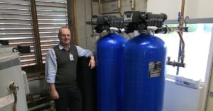 TDHS Support Services Manager Graeme McDonald with the new Water Softening System Web